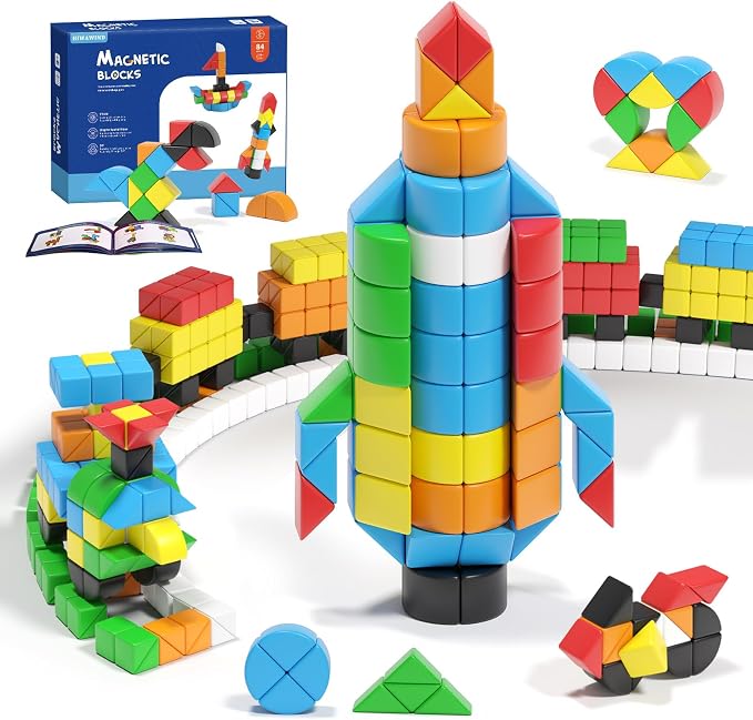 Hiwawind 84pcs Magnetic Blocks,Toys for 3 Year Old Boys & Girls, Sensory Toys for Kids with Autism, STEM Preschool Montessori Toys for Toddlers 3-5, Christmas Toys Birthday Gifts for Grandkids
