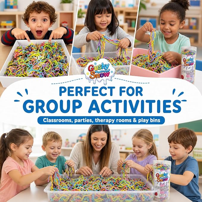 GushySnow® Latex material Stretchy Sensory Fidget Noodles for Kids & Adults-Bulk Pack Tactile Rubber Fidget Toys for Autism,ADHD,Stress Relief, Fine Motor Skills-Quiet Classroom & Calming Sensory Play