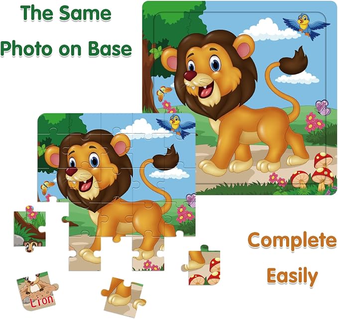 Puzzles for Kids Ages 3-5 Toddler Wooden Toys Montessori Learning Education Preschool Sets Games for Boy Girl 3 4 5+ Years Old, Pack of 6 (20 Pieces)