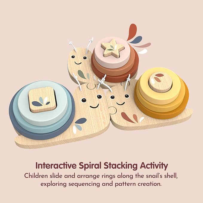 Snail Educational Game for Toddlers 18m+ Ring Stacking Toy | snail design, sorting rings, ring stacker toy, sorting & stacking toys, preschool toys, counting color recognition, creative