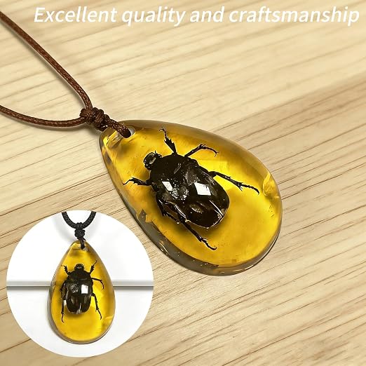 9 pcs Insect Amber Fossils, BOSOIRSOU Fossil Pendants, Different Insect Specimen, Bug Preserved in Resin, Educational and Scientific Amber Collections - Random Patterns