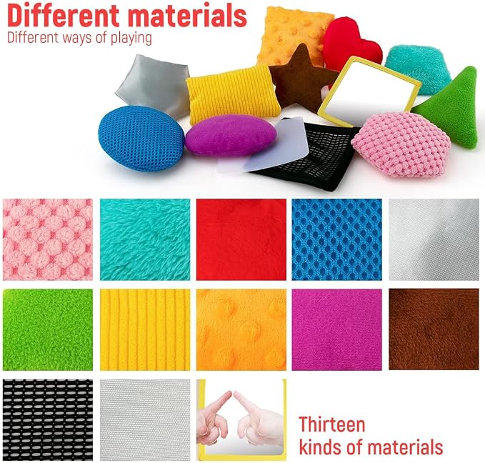 Texture Sensory Bean Bags Set | 13Pack Sensory Toys for Babies, Preschool Toddler Toys, Shape Sensory Bean Bags with Storage Bag
