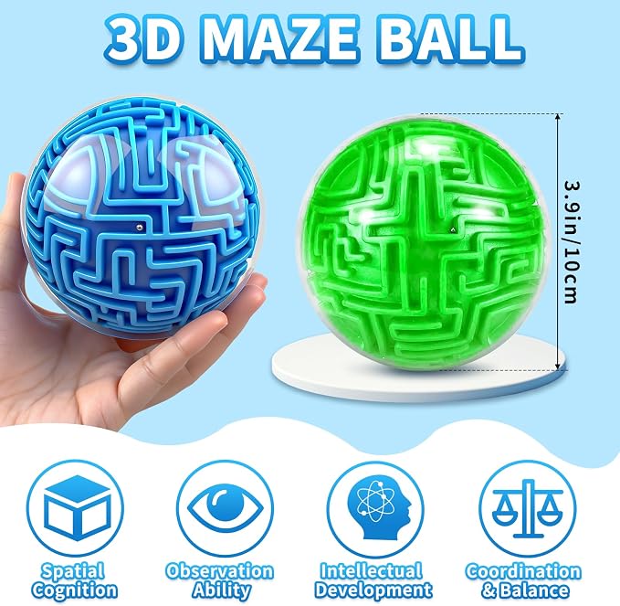 3D Maze Ball Puzzle Games Toys for Ages 8-13 Kids Boys Girls Gifts Ideas | Memory Sequential Brain Teaser Puzzles for Kids Teens & Adults, Hard Challenges Game Lover Tiny Balls Educational Toys
