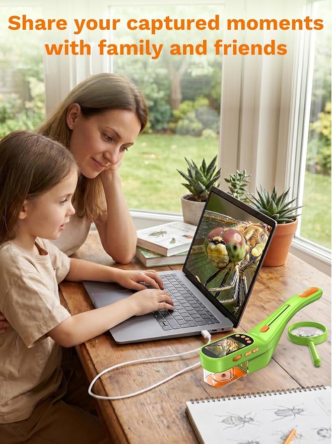 Bug Catcher for Kids with Microscope, Bug Catching Kit-Emerald Green | Kids Microscope, Outdoor Toys with Magnifier, Tweezers & Insect Box, STEM Educational Birthday Gift for Kids Ages 3-12