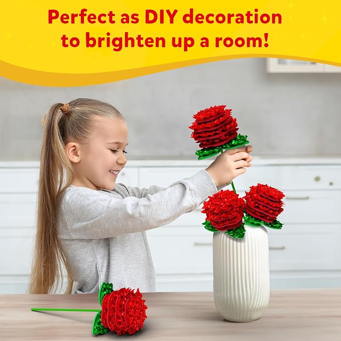Skillmatics Poke-in Art – Rose Bouquet, Wood Craft Kit, Gift for Kids | Mess-Free, DIY Room Decor, Fine Motor Skills, Pretend Play, Screen-Free Travel Activity, Girls & Boys Ages 4, 5, 6, 7, 8, 9