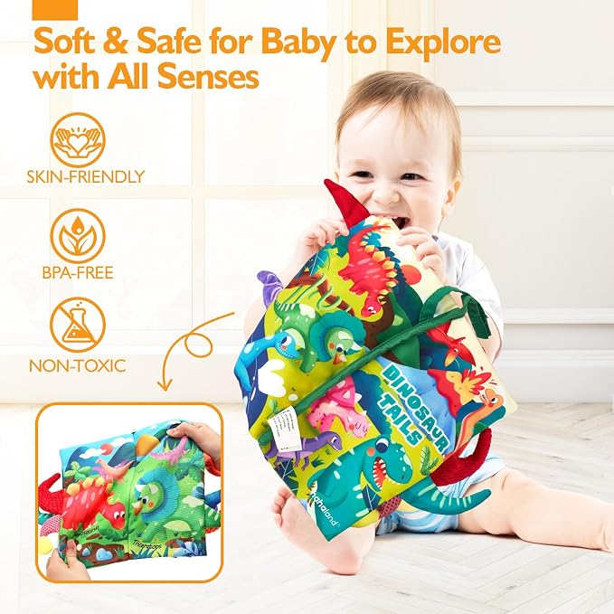hahaland Baby Books 0-6-12 Months,Infant Tummy Time Sensory Toys | Touch Feel Book Gifts for Boy Girl 0-3 Month Learning Toy Baby Birthday Easter Basket Stuffers 1PCS