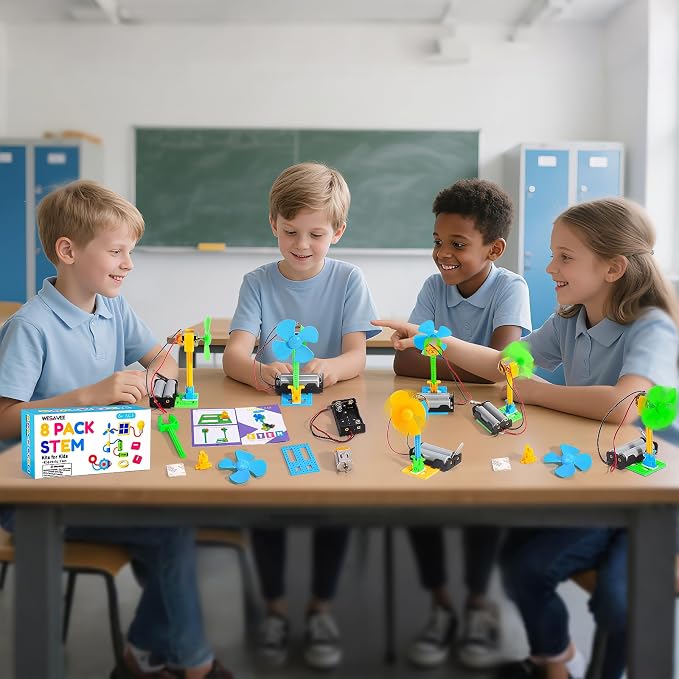 STEM Kits - 8 Bulk Circuit Science Kits for Kids Classroom Gifts Crafts | STEM Toys Science Experiment, Engineering Activities Boys Girls Grades 2-5, STEAM Project Electric Fans for School Party Gift