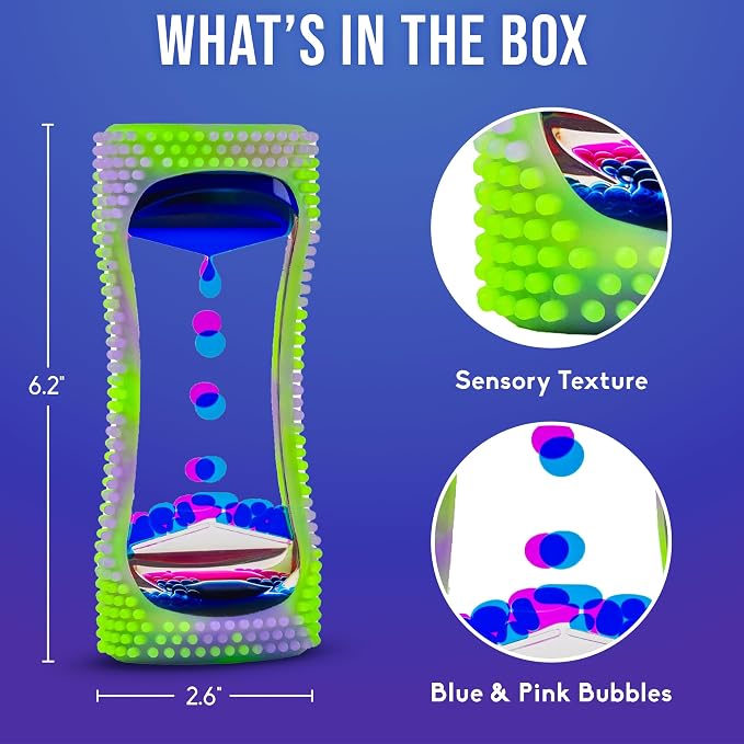 BUNMO Liquid Motion Bubbler Glow-in-The-Dark Sensory Toy for Kids & Adults – Gentle Fidget Toy for Mindfulness – Stimulating Visual Sensory Experience – Colorful Bubble Fidget Timer for Desk & Travel