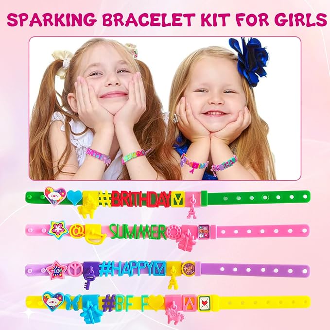 Friendship Bracelet Kit, DIY Jewelry Making Kit for Girl Ages 5-12 | Art & Craft Kits for Kids, Snap-On Design, Adjustable Strap, Personalized Name Bracelets, Sleepovers, Parties, Birthday Gifts