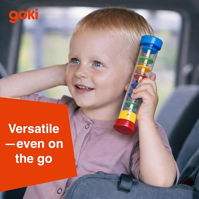 Goki Wooden Rain Stick Musical Instrument I Montessori Rainmaker Toy for Toddlers 1-3 - Sensory Baby Rattle & Auditory Development Toy for Boys & Girls - Wooden Rainstick