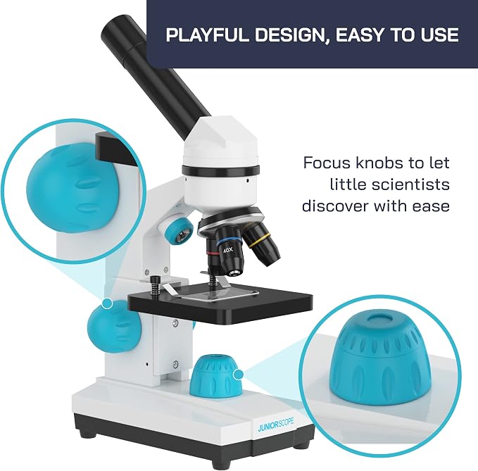 Omano Juniorscope Microscope for Kids – Microscope Kit for Kids 8+ for Science Microscope Experiments – Kids Microscope Kit that Encourage STEM Exploration – Beginner Microscope for Kids 8+
