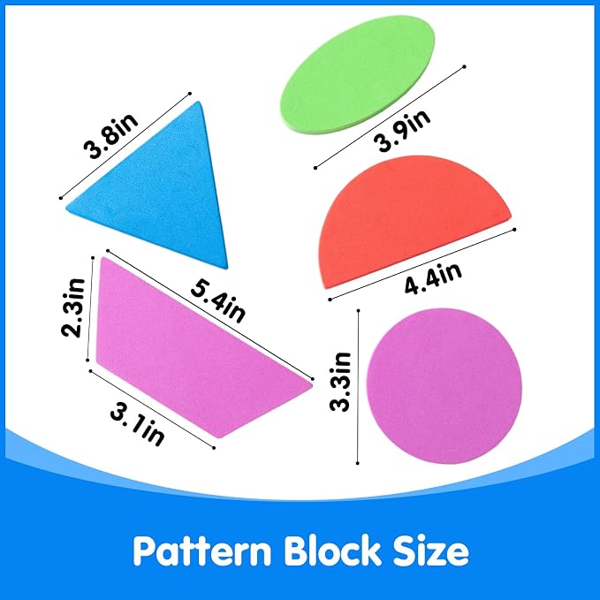 10 Pcs Large Shape Magnets - Giant Magnetic Pattern Blocks | Math Manipulatives, Geometric Shapes for Whiteboard & Fridge