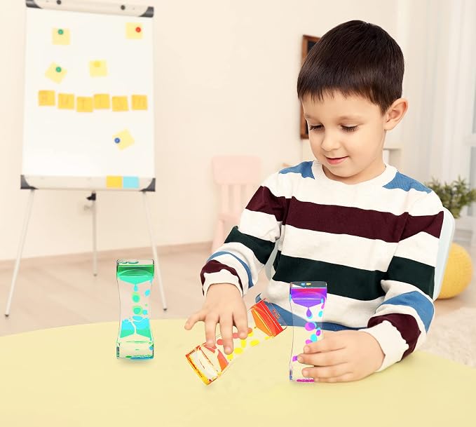 Liquid Motion Bubbler - 3 Pack Kids and Adults Sensory Toys | Water Timers Fidget Toys Sensory Play - Colorful Hourglass for Home Office Desk Decor Fidget Tubes