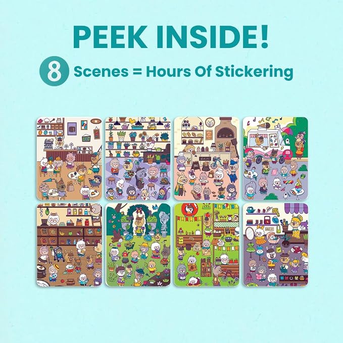 Cupkin Llama Alpaca Coloring & Sticker Activity Book | 300+ Stickers | Spiral-bound kids craft format with 12 scenes, 12 art pages, side-by-side viewing, and an easy-peel design for ages 2–8