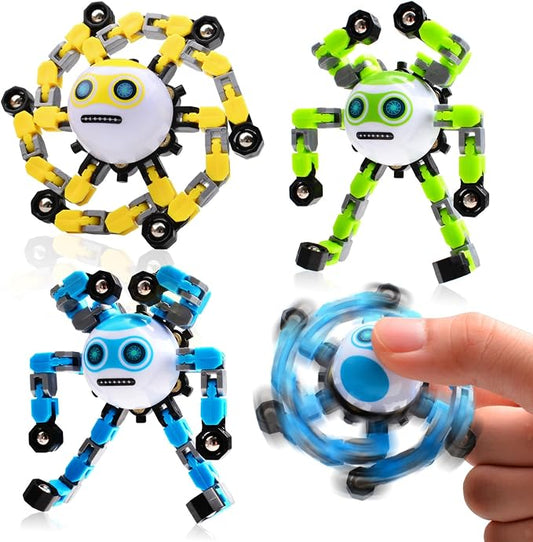 3 PCS Travel Toys Transformable Fidget Spinners Toys for Kids and Adults Sensory Toy for Boys Teens Stress Relief Autism ADHD Cool Road Trip Travel Essential Birthdays Gifts for Party Favors