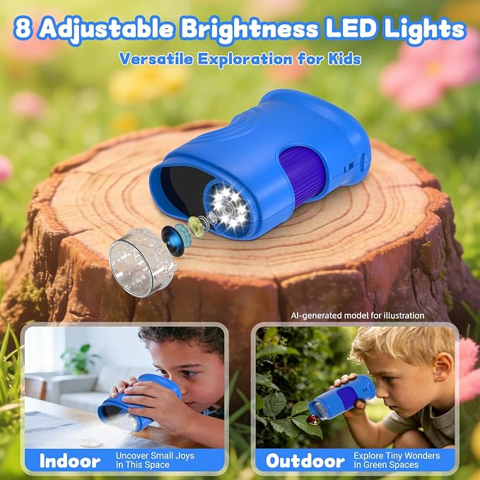 1000X Handheld Microscope for Kids: Pocket Digital Microscope with 1080P&2.0''IPS Screen&Photo/Video - Portable Edu Science Kits for Girls Boys - STEM Toys Birthday Gifts Ages 3-6 6-12(Blue)