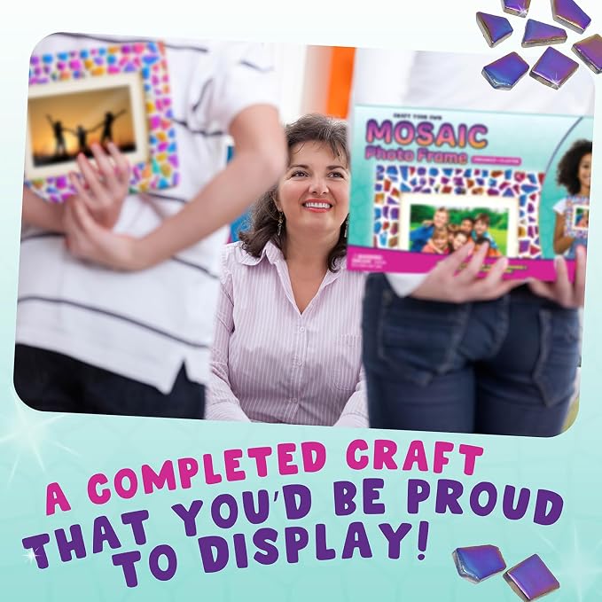Decorate Your Own Mosaic Picture Frame Craft Kit for Girls Ages 8-12 | Mosaic Tiles, Arts & Crafts for Girls Ages 6-8, Birthday Gift, Creative Learning, Family At Home Activity