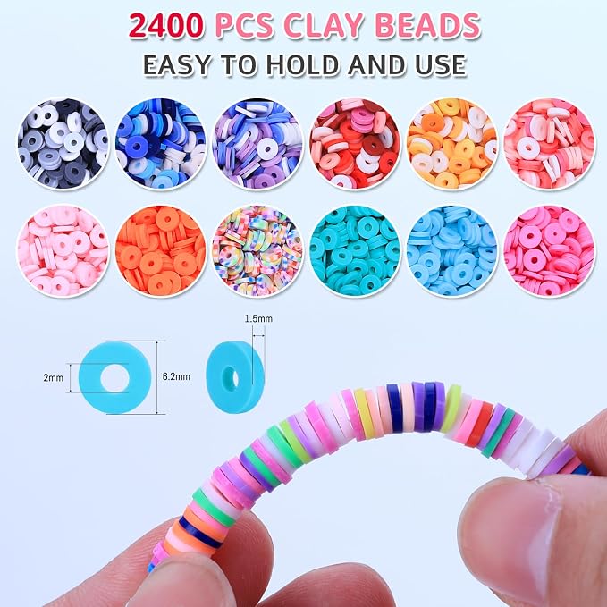 AIPRIDY 3200 Pcs Girls Toys Bracelet Making Kit, Unicorn/Mermaid Clay Beads Jewelry Activity Kit, DIY Crafts Birthday Christmas Gifts for Girls Ages 5 6 7 8 9 10 11 12 Years Old (Sapphire Blue)