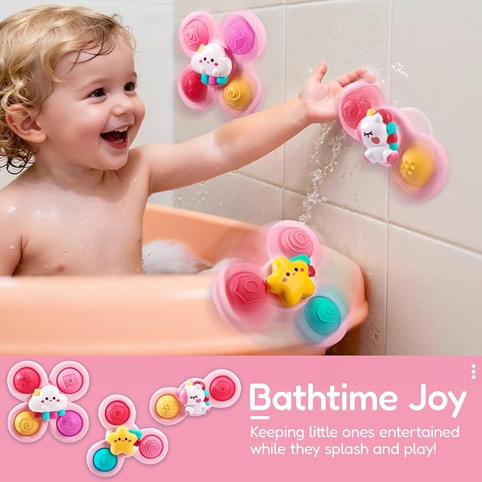 Pop Suction Cup Spinner Airplane Travel Toys for 1 Year Old Boy Girl | Novelty Spinning Tops Infant 12 18 Months,1 2 Year Old Boy Birthday Gift for Toddlers ,Sensory Baby Bath Toy Kids Ages 1-3