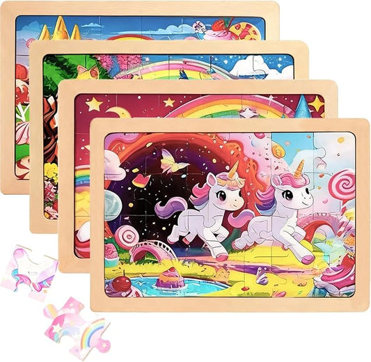 Wooden Puzzles for Kids, Jigsaw Puzzles, Unicorn Theme Educational Gifts | 100% Wooden