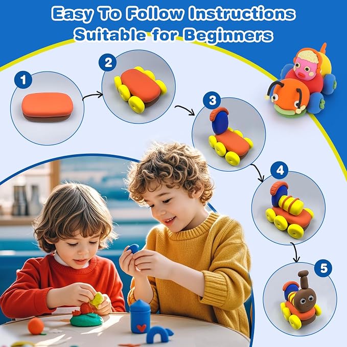 Ixiaoyoo Air Dry Clay, 64 Colors Foam Modeling Clay for School Projects | Safe & Non-Toxic, Soft, Non-Sticky, DIY Model Crafts Kids Toys for Home Party Favors, Birthday Gifts for Aged 3–12 Boys Girls