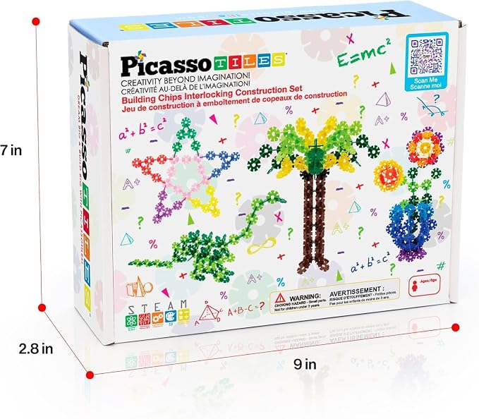 PicassoTiles Building Chips 600 Pieces Interlocking Construction Chips Creative Disc Block Toy Set STEM Learning Toys for Early Education and Child Brain Development Kids Boys Girls Age 3 and Up PTF60