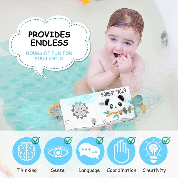 HOTUT Soft Baby Books Toys, 3D Touch and Feel Crinkle Cloth Books, Baby Books Toys for Babies, Toddlers Infant Kids, Soft Baby Books Touch and Feel Crinkle for Infants Toddler Gifts Toy(Panda)