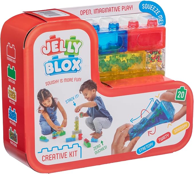 Jelly Blox Creative Kit | Includes 20 Blocks | Toddler & Preschool | Building Blocks Kids Can Squeeze, Stretch, Squish | MESH ACCREDITED | Safety Tested & Ouch-Free | Sensory Play Toy Ages 2+