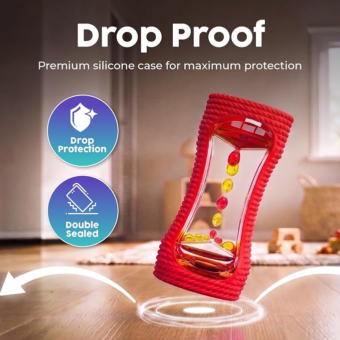 BUNMO Liquid Motion Bubbler Sensory Toy for Kids & Adults – Gentle Fidget Toy for Mindfulness – Stimulating Visual Sensory Experience – Colorful Bubble Fidget Timer for Desk & Travel - Red