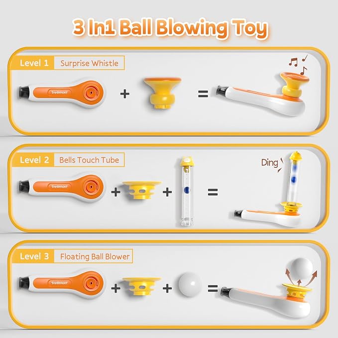 TOP BRIGHT 3 in 1 Sensory Toys for Toddlers with Whistle & Ball Blowing | Early Development Activity Toys for Speech Therapy, Montessori Fine Motor Skills Toys for 3 4 5 Year Old Boys Girls Gifts
