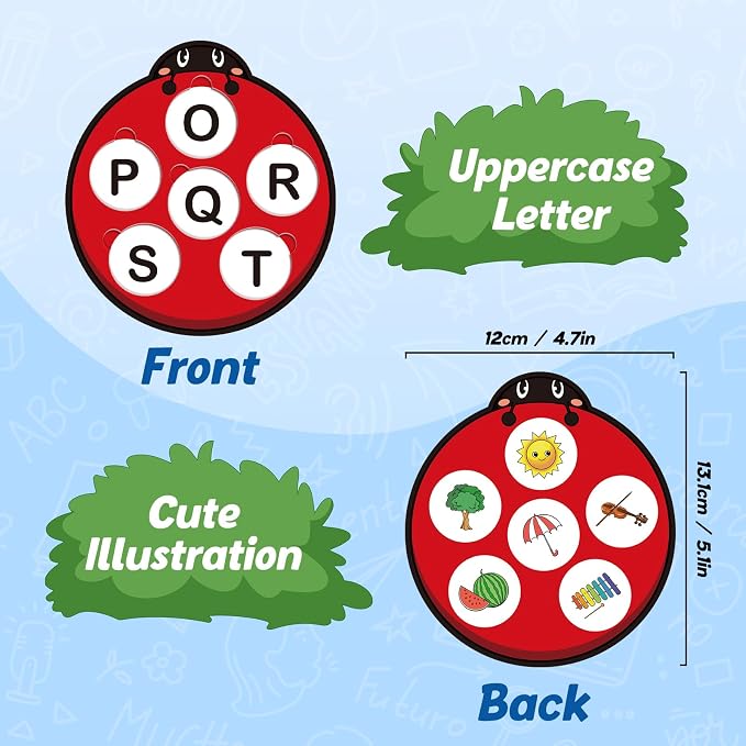 Kasfalci Alphabet Games for Kids Toddlers,Animal Cards,Alphabet Learning Toys,ABC Flash Cards,Speech Therapy,Letter Matching Board Games for Kids 3-6,Ladybug Toys,Preschool Classroom Must Haves