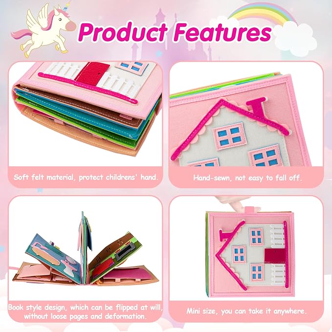Daily Life of Girls Busy Book for Toddlers,Montessori Busy Books,Preschool Felt Busy Quiet Book Learning Life Skills,House Pretend Play Dress UP Game,Montessori Toys for 3 4 5 Years Autism Sensory