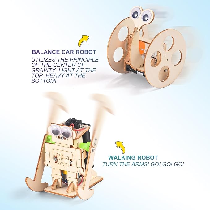 5-in-1 STEM Kit for Kids Ages 6-8 8-10, Wood Robot Building Science Kits | Art Crafts for Boys STEM Building Toys 8-12, Robotics 3D Wooden Puzzles Models, 8 9 10 11 12 Year Old Girls Birthday Gifts