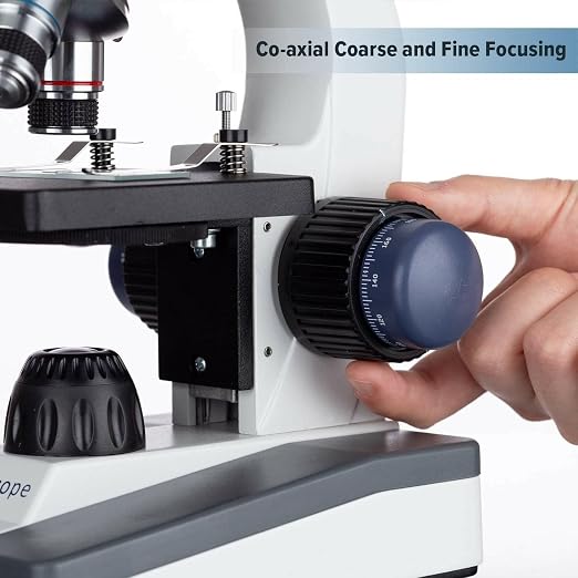 AmScope M150C-PS25 Series Portable Monocular Compound Microscope - 1000X | 40X-1000X Magnification Range Compound Biological Microscope LED Ring Light