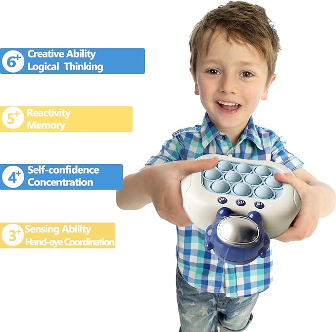 Intoypad Pop The Target! Handheld Speed Push Fidget Game Machine Astronaut | A Fun Multiplayer Game Sensory Fidget ADHD Autism Toys Birthday Gifts for 6 7 8 9 10 11 12 Years Old Kids Road Trip Car Games