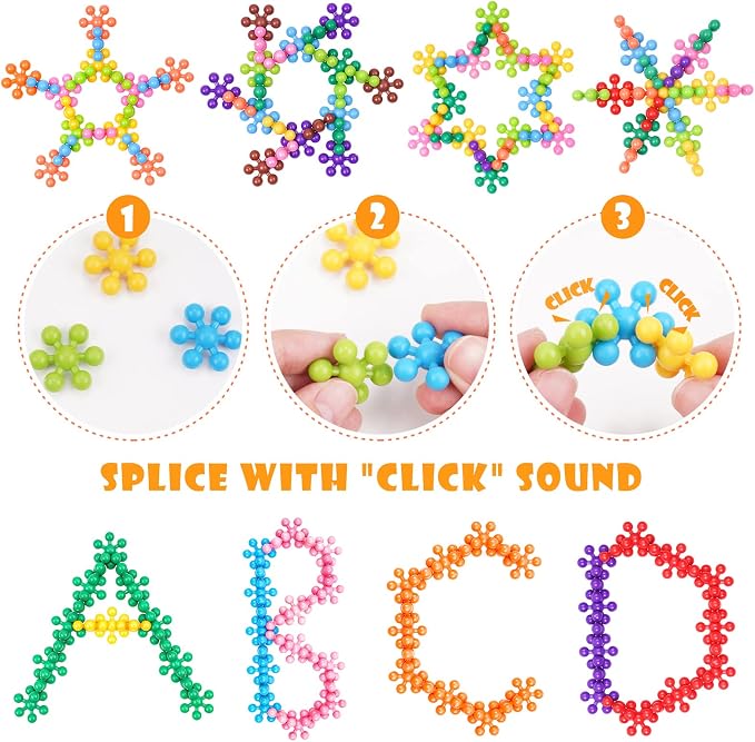 Building Blocks Educational Toy - 300PCS Snowflake Stem Construction Set for Kids 3+, Safe Non-Toxic Storage Case, Learning Gifts for Boys Girls, Multi-Color | Interlocking Snowflake Discs in BPA-Free Plastic with Storage Case – Boosts Fine Motor Skill...