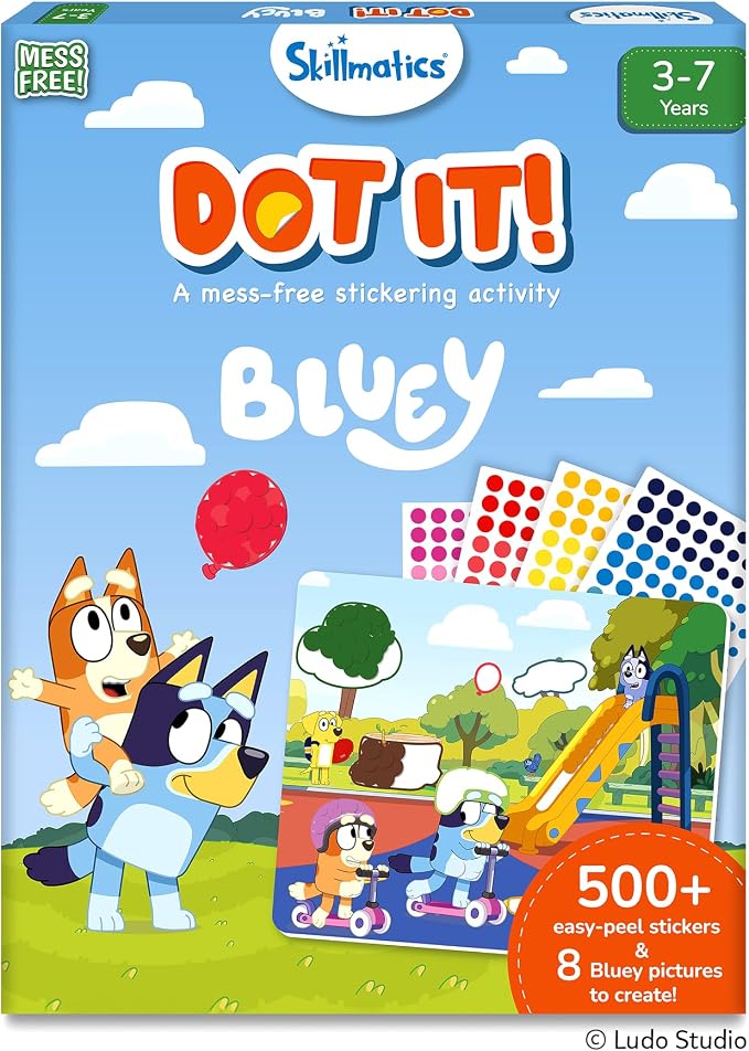 Skillmatics Dot It Bluey – Sticker Art, Travel Toy, Craft Kit for Kids | 500+ Stickers, Craft Kits, Bluey, Bingo and Friends, DIY Activity for Toddlers, Gift for Boys & Girls Ages 3, 4, 5, 6, 7