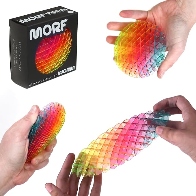 Morf Worm 3D Sensory Figgy Fidget Toy, Rainbow, Small | Quiet Fidget Toy: Sensory Figgy toy for focus and stress relief; satisfying tactile play for classrooms, desks, and travel