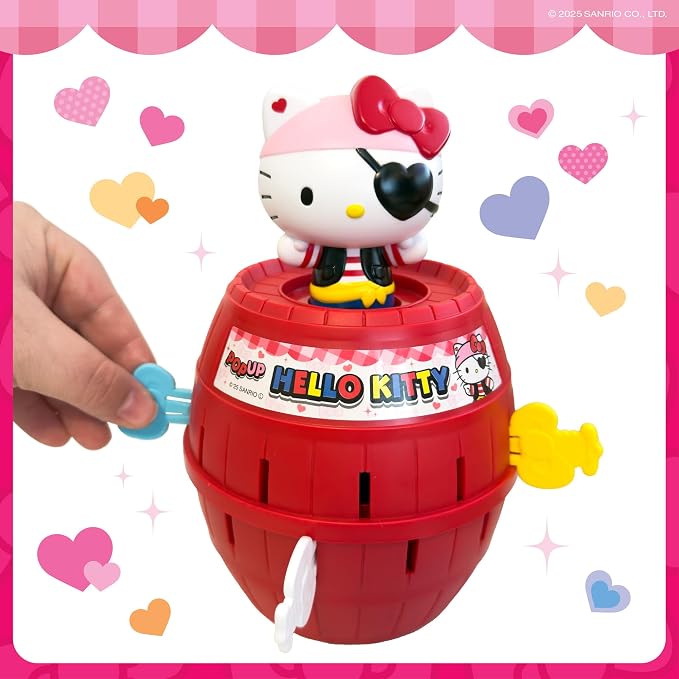 TOMY Pop Up Hello Kitty - Fast-Paced Surprise Action Game with Pop-Up Figure - Officially Licensed Hello Kitty Game from Sanrio - 2–4 Players - Ages 4+