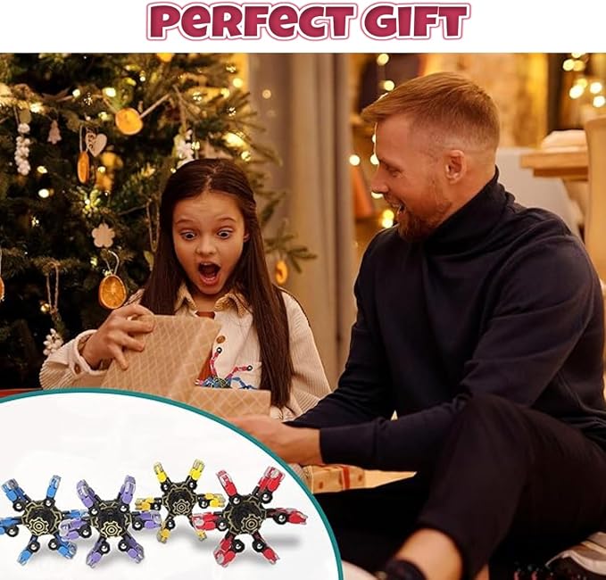 12Pcs Fingertip Gyro Toy Fidget Mechanical DIY Transformable Fidget Spinners Fidget Toys Robot Creative Chain Gyro Toy for Goodie Bag Stuffers Party Favors Gift Prizes Novely Anxiety Toys