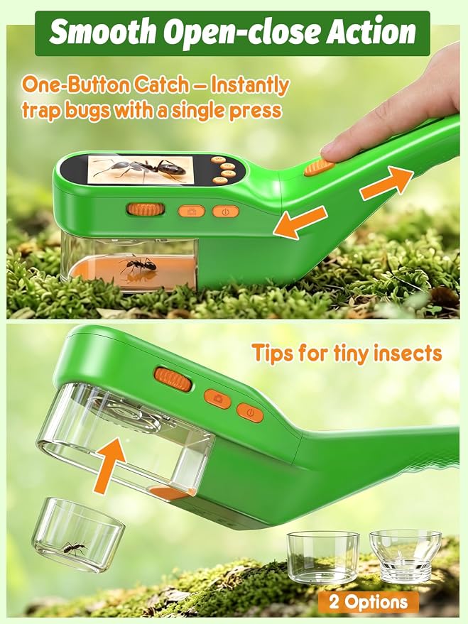 Acoath Bug Catcher, 2.4" IPS Screen Bug Catching Kit, Microscope for Kids | Handheld Digital Miniscope, Outdoor STEM Toy Portable Pocket Microscope Gifts for Age 5 6 7 8 9 10 11 12