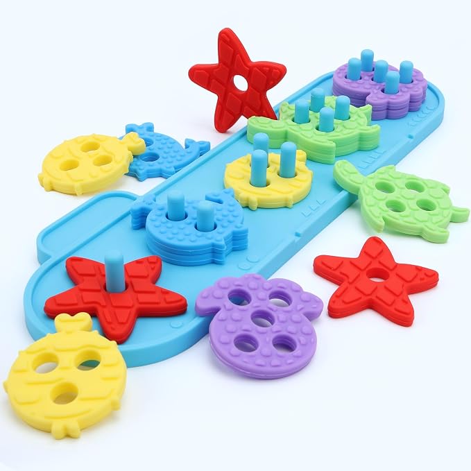Montessori Sensory Stacking Sorting Toys for Toddlers 1-3 | Soft textured blocks offer rich tactile sensory play for babies
