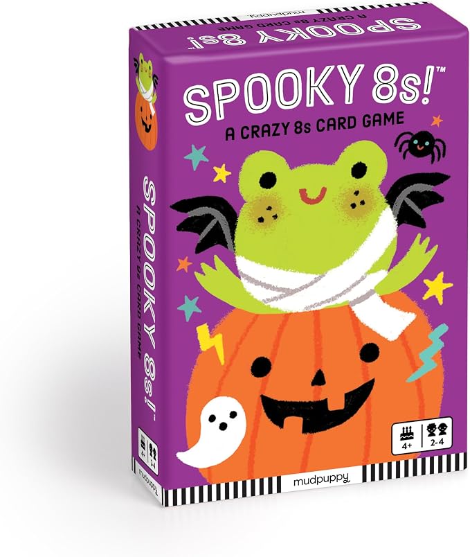 Mudpuppy - Spooky 8s! Card Games for Kids | Ages 4+, Kids Version of Crazy 8s, Ideal for 3-4 Players, Halloween Themed, Family Fun, Screen-Free Play, FSC Certified