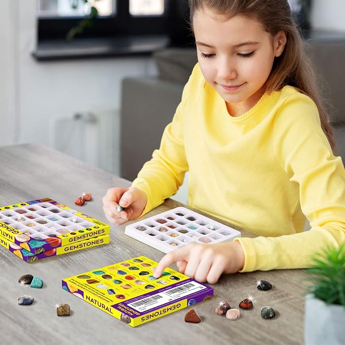 Piano Potato Rocks Collection 25PCS Rock and Mineral, STEM Geology Toy 6-12 | Tumbled Stones & Healing Crystals, Gemstones for Kids Learn Mineral Properties, Great Gift for Young Rock Collectors
