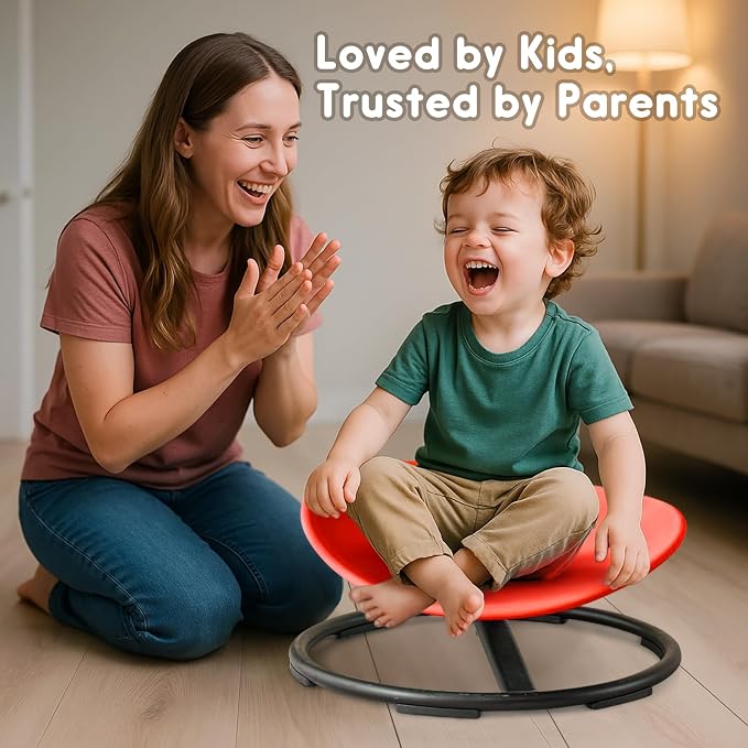 Spinning Chair For Kids With Autism And ADHD, Sensory Sit And Spin Age 3+ | ADHD Chair Helps Release Energy, Improve Motor Skills And Focus Through Fun Movement At Home, School Or Sensory Spaces