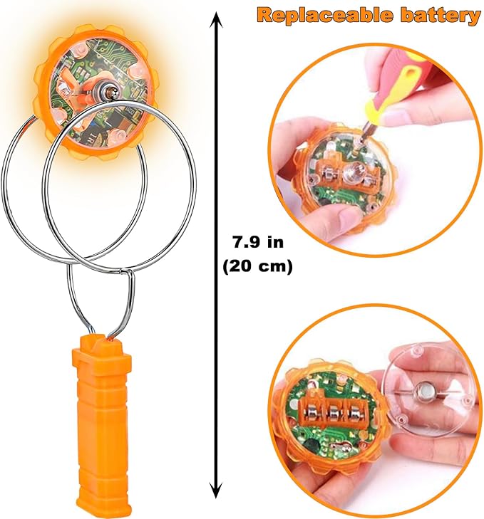 Stocking Stuffers for Kids Toys Boys 3pcs Light Up Gyro Wheel Toy Birthday Gifts for Men, Magic Rail Twirler Magnetic Yoyo Spinner Sensory Fidget Toys for Kids Ages 3-5-7 4-8-12 Year Old Boys & Adults