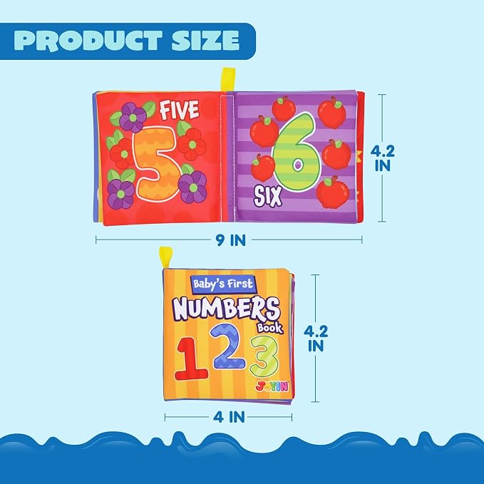 JOYIN 12 Pcs Bath Books, Nontoxic Fabric Soft Crinkly Cloth Books, Waterproof, Bathtub Pool and Early Education First Toys for Infant Newborn Baby Toddlers Kids Birthday Easter Gifts