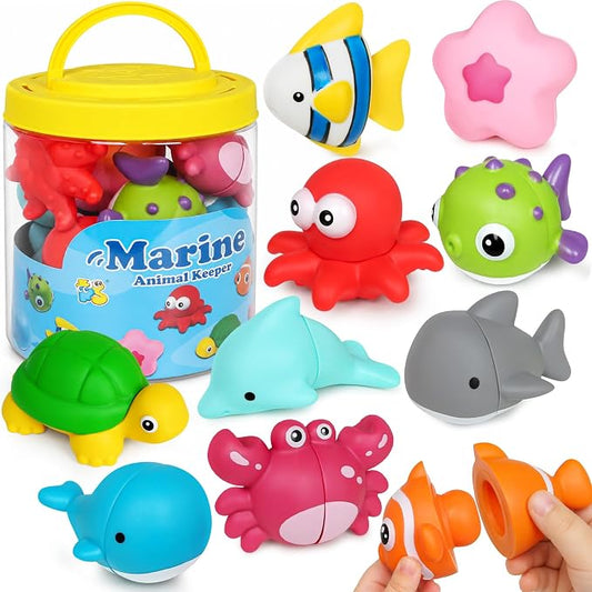 10 Pcs Ocean Animals Matching Toys for Toddlers 1-3 | Fine Motor Skills & Color Sorting Learning Toy, Educational Sea Creatures Travel Toys, Gifts for Boys & Girls