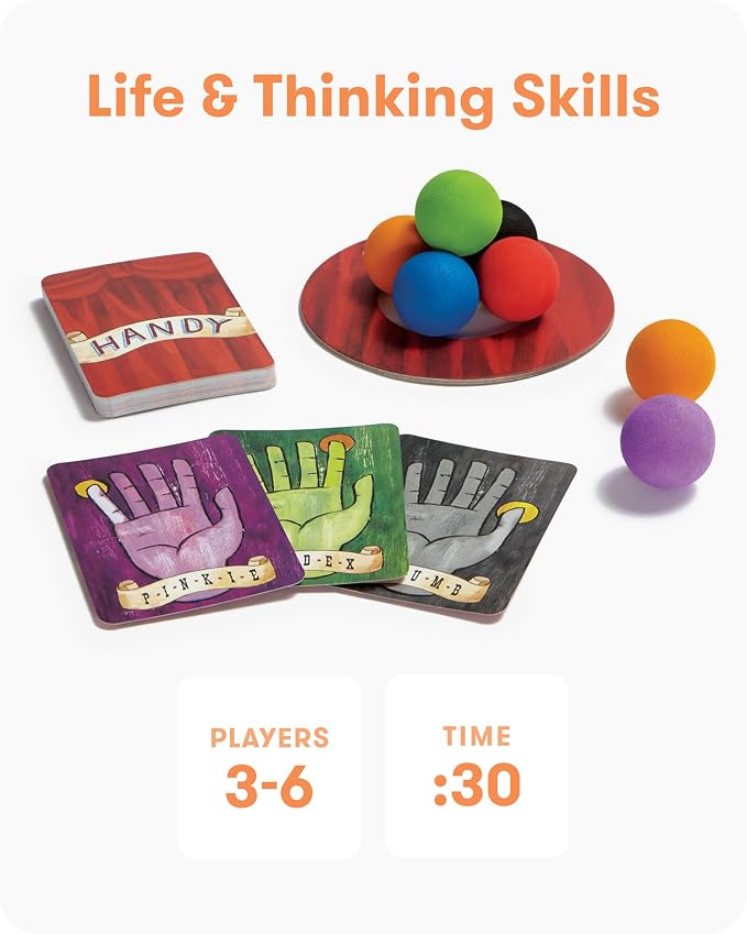SimplyFun Handy - Family Game for Kids and Adults Ages 8+ - Fine Motor Skills Game with Soft Balls and Cards - Classroom, Party, or Family Game Night Fun