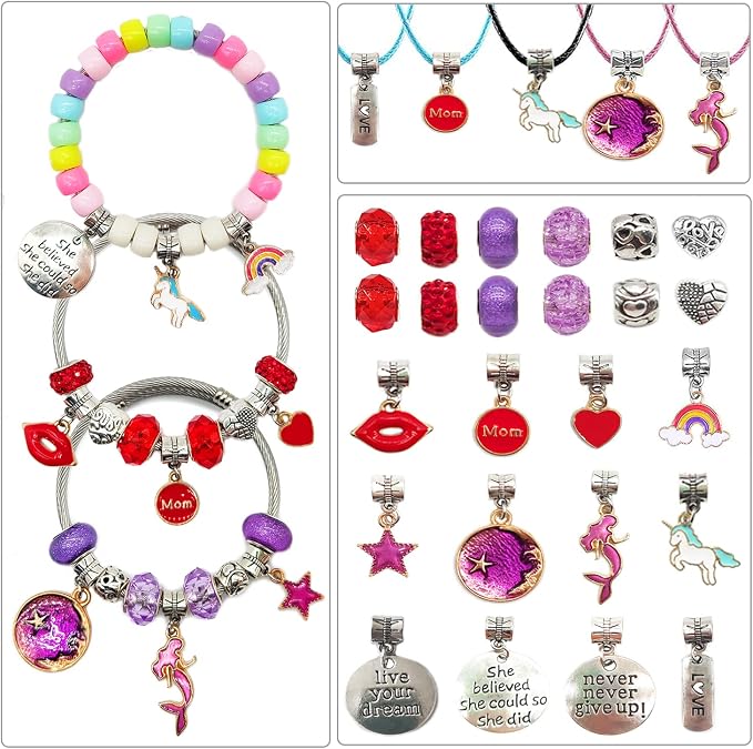 leitait Girls Toys Bracelet Making Kit - 3000pcs Charm Jewelry Making Kit Supplies,Easter Basket Stuffers,Unicorn/Mermaid Crafts Birthday Gifts for Girls Ages 5 6 7 8 9 10 11 12 Years Old